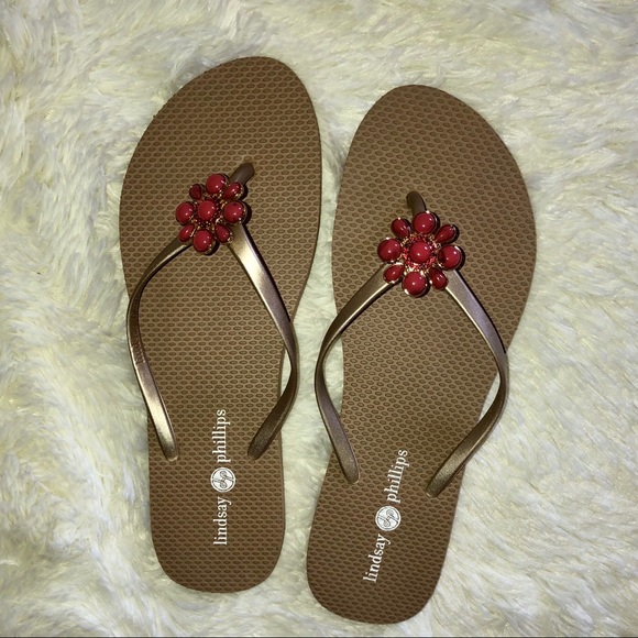 LINDSAY PHILLIPS—TAN SNAP–ON JEWELS FLIP FLOPS!! - Picture 7 of 10